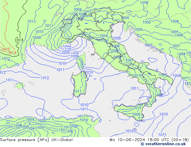 pressão do solo UK-Global Seg 10.06.2024 18 UTC