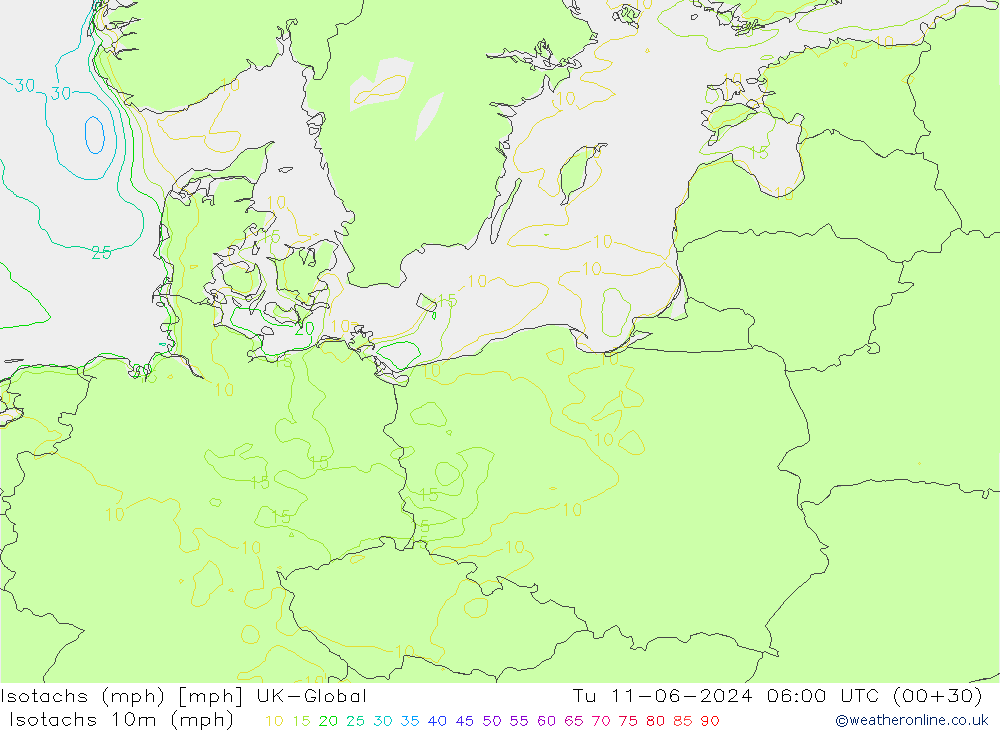 Isotachs (mph) UK-Global  11.06.2024 06 UTC
