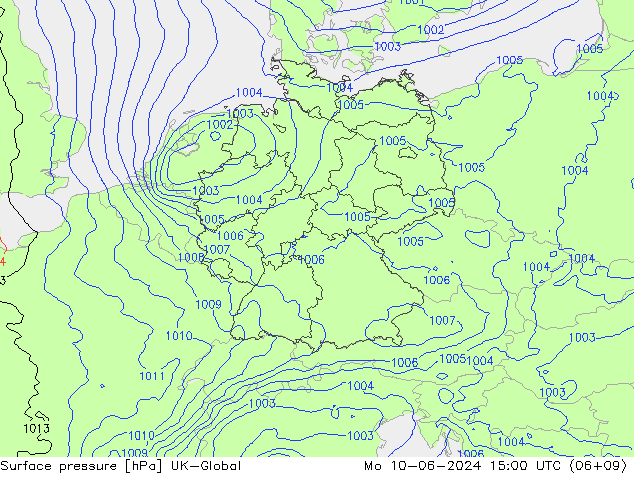 pression de l'air UK-Global lun 10.06.2024 15 UTC