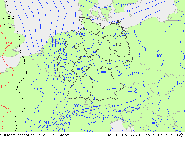 Luchtdruk (Grond) UK-Global ma 10.06.2024 18 UTC