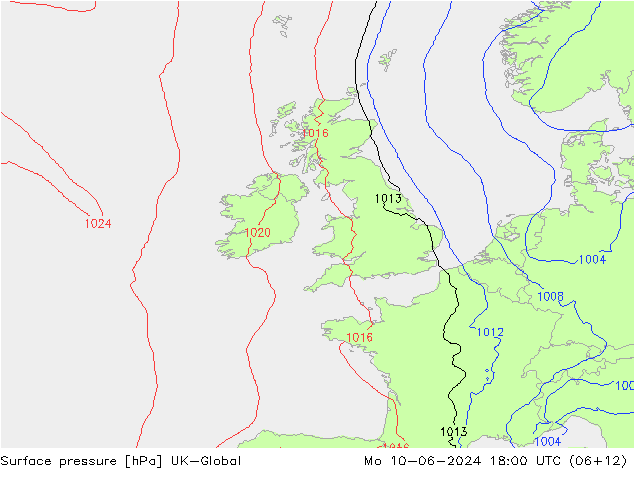 приземное давление UK-Global пн 10.06.2024 18 UTC