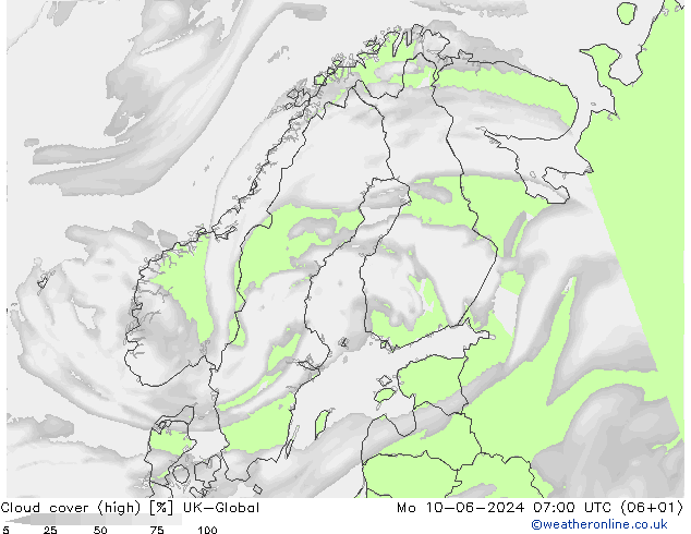 Cloud cover (high) UK-Global Mo 10.06.2024 07 UTC