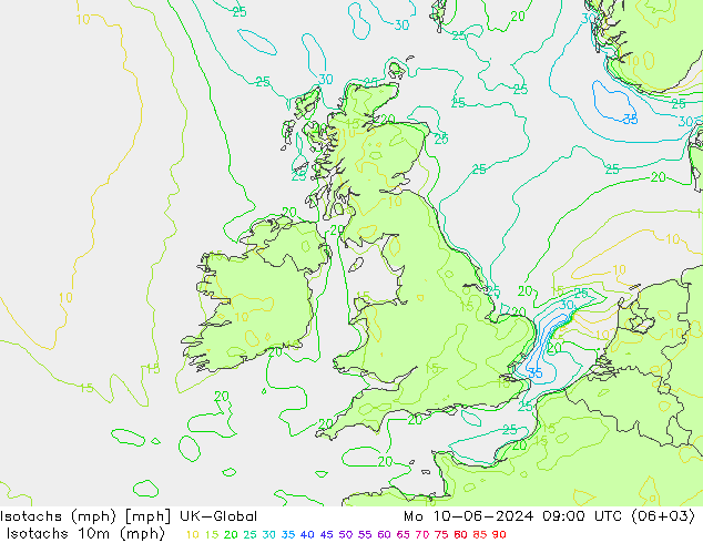 Isotachs (mph) UK-Global Mo 10.06.2024 09 UTC