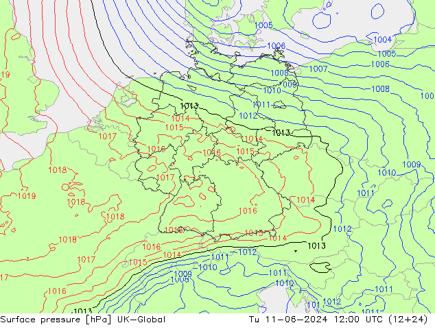 pression de l'air UK-Global mar 11.06.2024 12 UTC