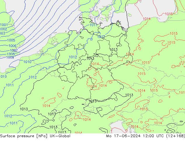 Luchtdruk (Grond) UK-Global ma 17.06.2024 12 UTC