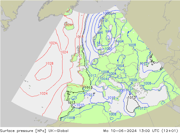 Luchtdruk (Grond) UK-Global ma 10.06.2024 13 UTC