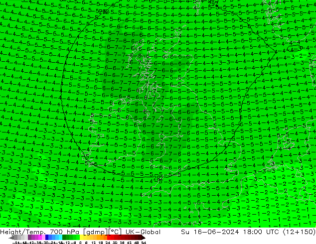 Hoogte/Temp. 700 hPa UK-Global zo 16.06.2024 18 UTC