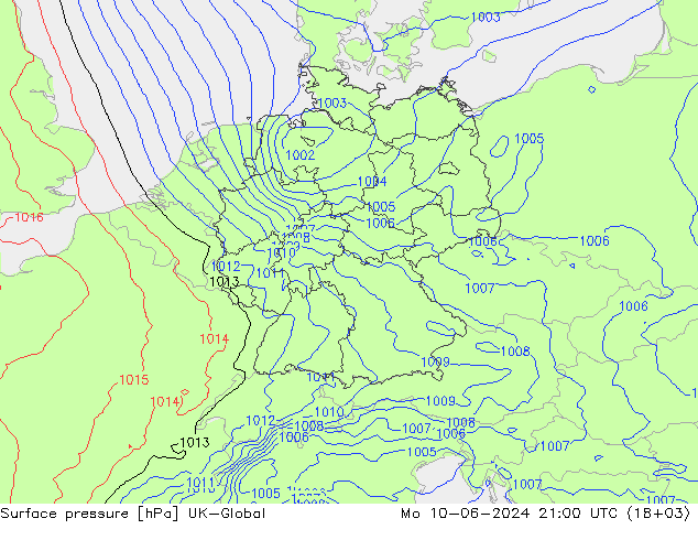 Surface pressure UK-Global Mo 10.06.2024 21 UTC