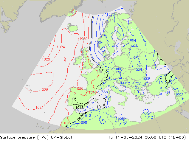 pression de l'air UK-Global mar 11.06.2024 00 UTC