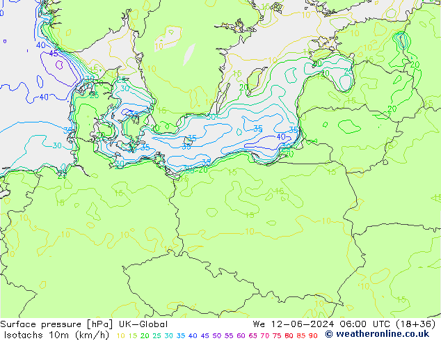 Isotachs (kph) UK-Global mer 12.06.2024 06 UTC