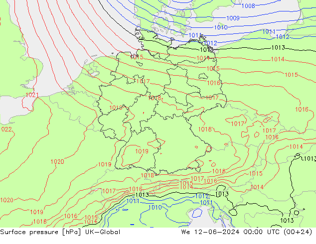 Surface pressure UK-Global We 12.06.2024 00 UTC