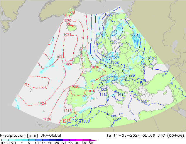 Precipitación UK-Global mar 11.06.2024 06 UTC