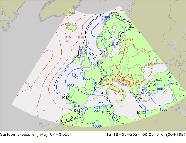 Luchtdruk (Grond) UK-Global di 18.06.2024 00 UTC