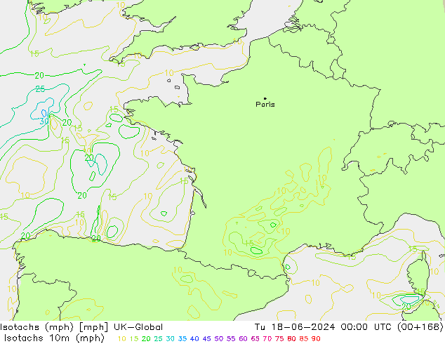 Isotachs (mph) UK-Global mar 18.06.2024 00 UTC