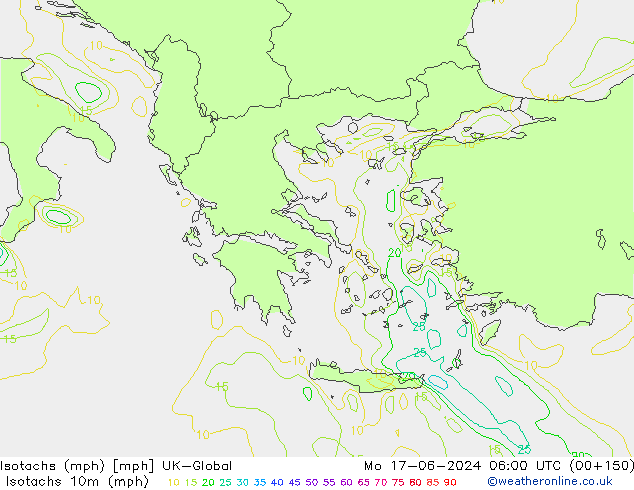 Izotacha (mph) UK-Global pon. 17.06.2024 06 UTC