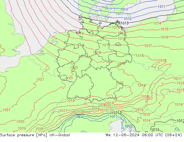 Luchtdruk (Grond) UK-Global wo 12.06.2024 06 UTC