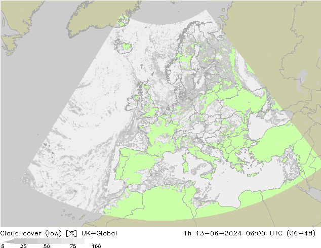 Nubes bajas UK-Global jue 13.06.2024 06 UTC