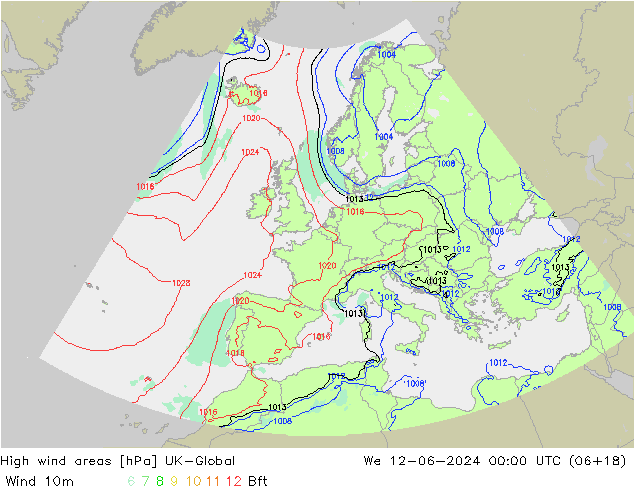 High wind areas UK-Global We 12.06.2024 00 UTC