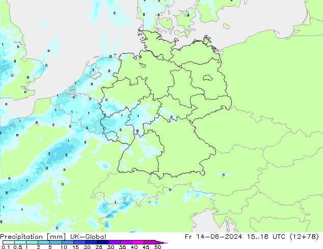 Precipitation UK-Global Fr 14.06.2024 18 UTC