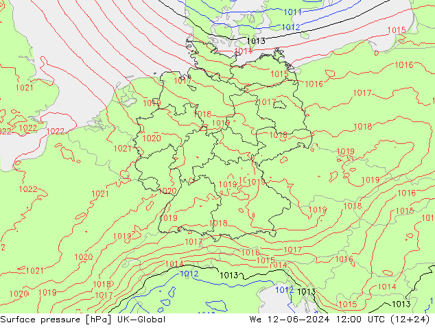 Luchtdruk (Grond) UK-Global wo 12.06.2024 12 UTC