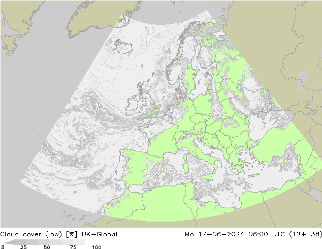 Bewolking (Laag) UK-Global ma 17.06.2024 06 UTC