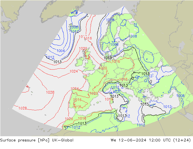 地面气压 UK-Global 星期三 12.06.2024 12 UTC