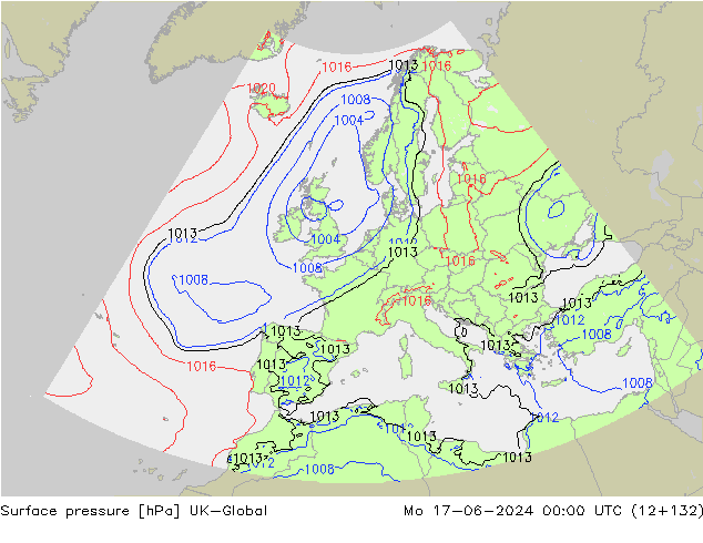 Presión superficial UK-Global lun 17.06.2024 00 UTC