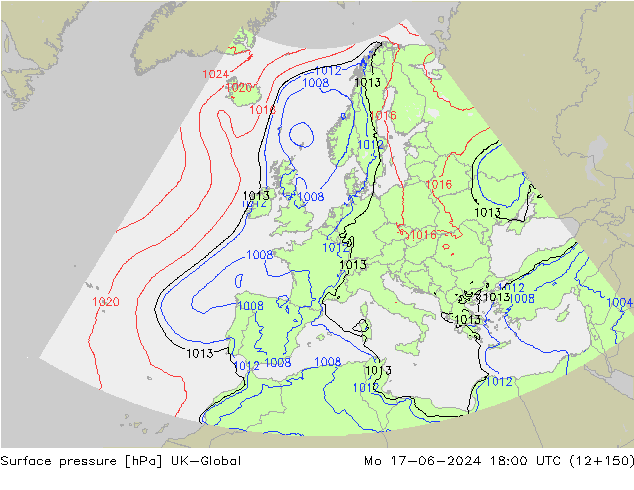 приземное давление UK-Global пн 17.06.2024 18 UTC