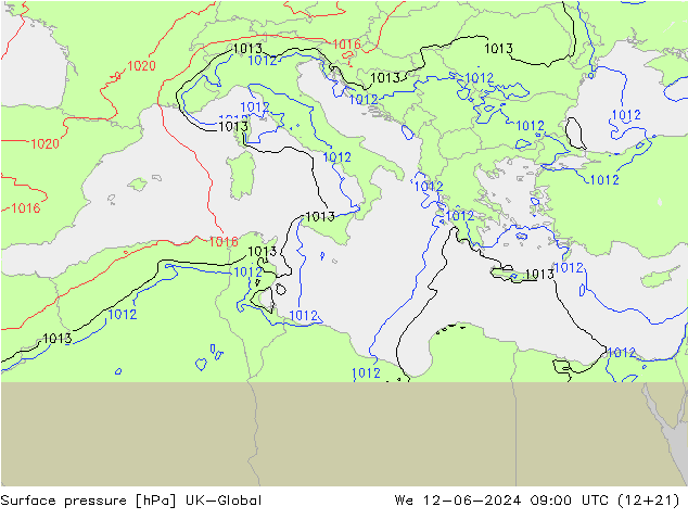 Luchtdruk (Grond) UK-Global wo 12.06.2024 09 UTC