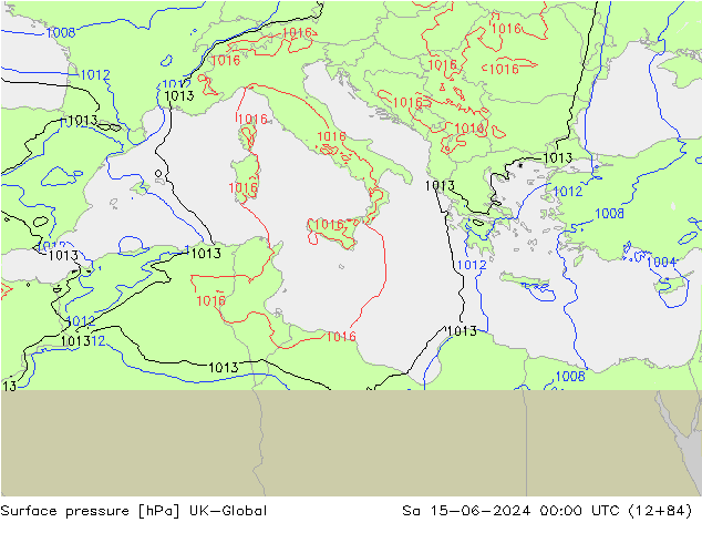 Atmosférický tlak UK-Global So 15.06.2024 00 UTC