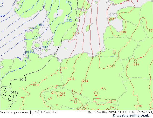 Surface pressure UK-Global Mo 17.06.2024 18 UTC