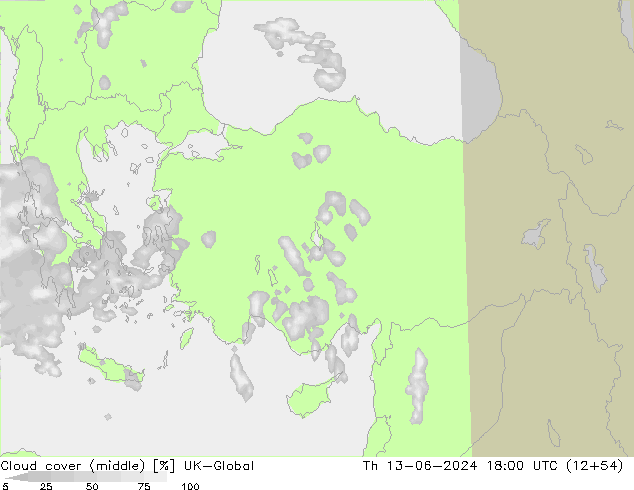 Cloud cover (middle) UK-Global Th 13.06.2024 18 UTC