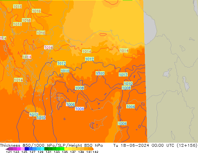 850-1000 hPa Kalınlığı UK-Global Sa 18.06.2024 00 UTC