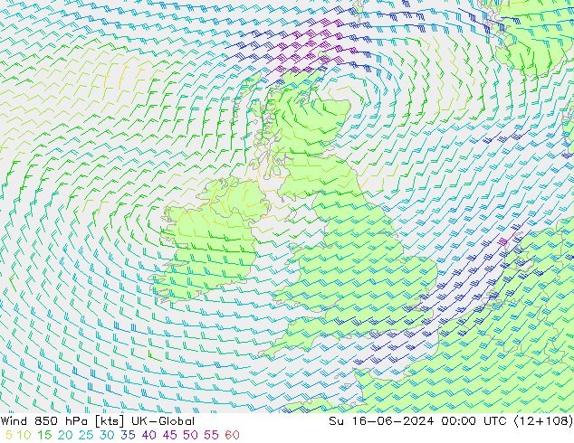 Rüzgar 850 hPa UK-Global Paz 16.06.2024 00 UTC