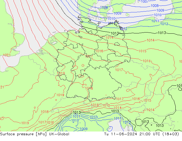 приземное давление UK-Global вт 11.06.2024 21 UTC