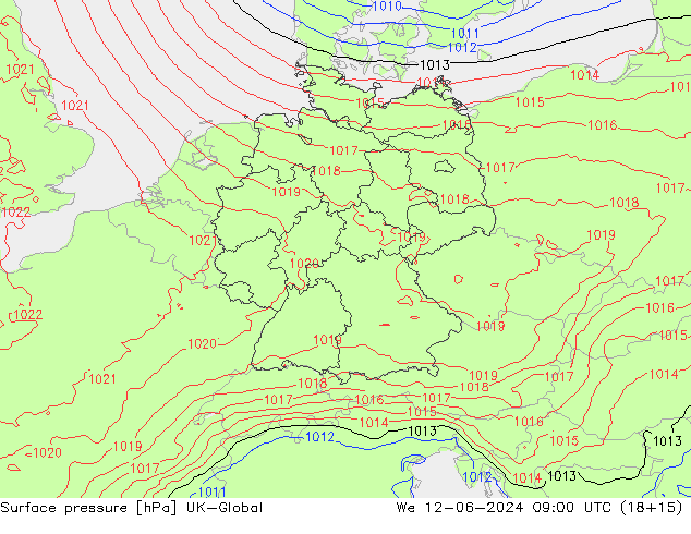 Surface pressure UK-Global We 12.06.2024 09 UTC