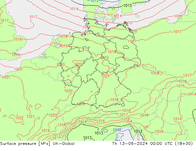 pression de l'air UK-Global jeu 13.06.2024 00 UTC