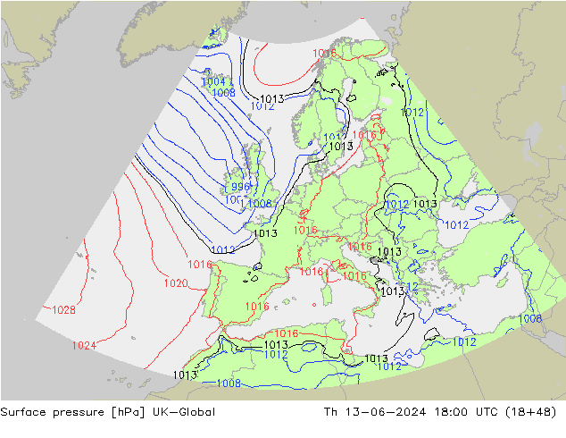 Yer basıncı UK-Global Per 13.06.2024 18 UTC