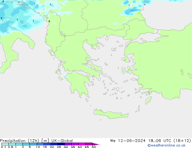 Precipitación (12h) UK-Global mié 12.06.2024 06 UTC