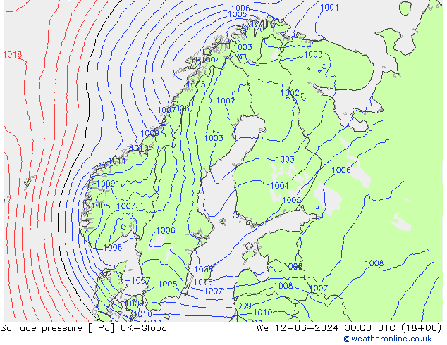 Surface pressure UK-Global We 12.06.2024 00 UTC