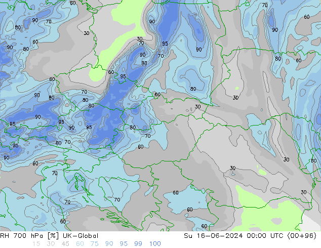 Humidité rel. 700 hPa UK-Global dim 16.06.2024 00 UTC