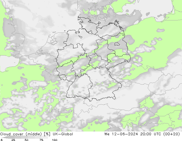 Cloud cover (middle) UK-Global We 12.06.2024 20 UTC