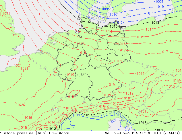 Surface pressure UK-Global We 12.06.2024 03 UTC