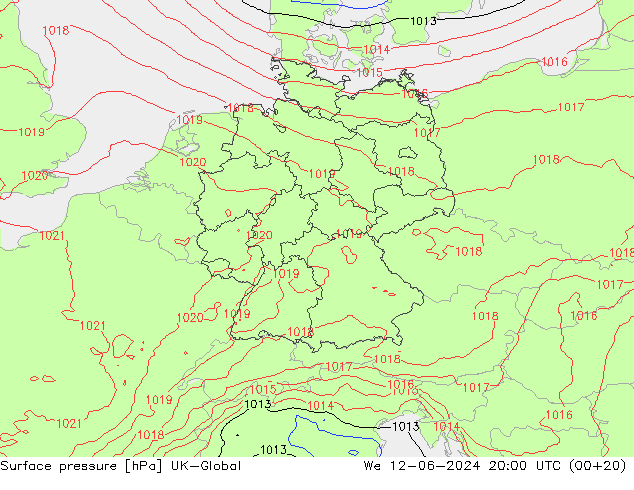 Surface pressure UK-Global We 12.06.2024 20 UTC