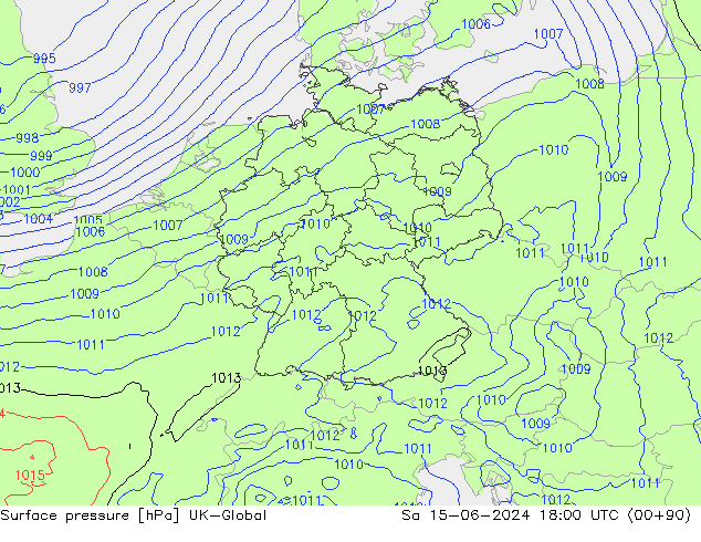 Luchtdruk (Grond) UK-Global za 15.06.2024 18 UTC