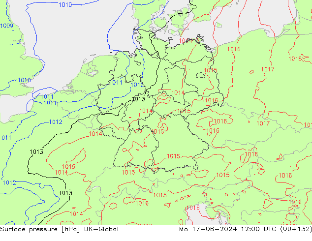 Presión superficial UK-Global lun 17.06.2024 12 UTC