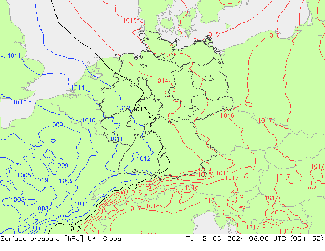 pression de l'air UK-Global mar 18.06.2024 06 UTC