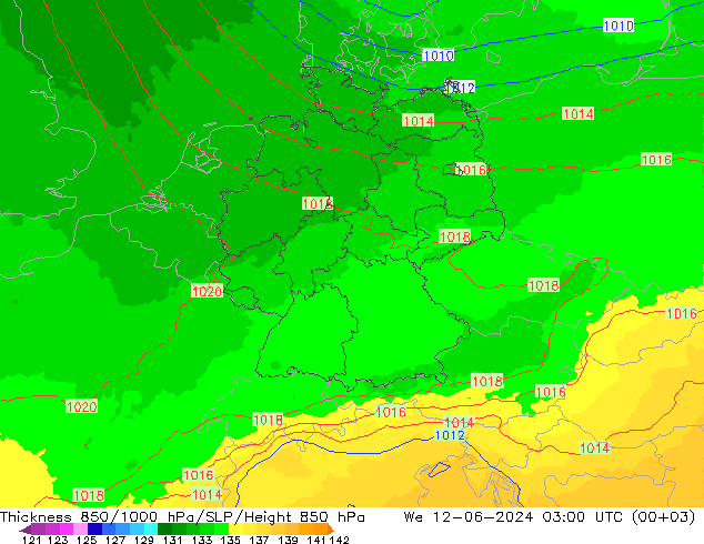 Thck 850-1000 hPa UK-Global We 12.06.2024 03 UTC