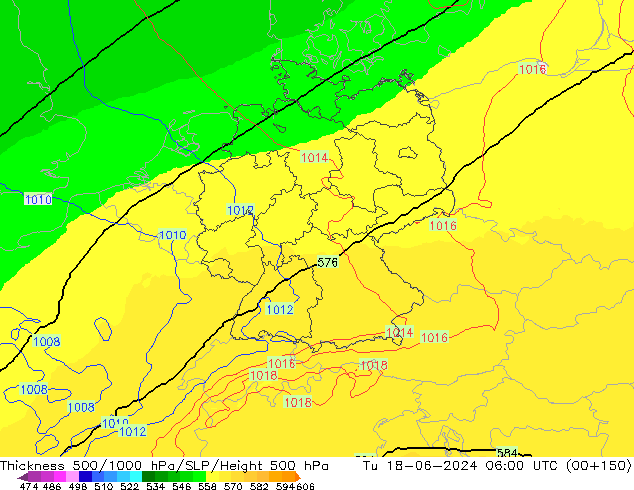 Thck 500-1000hPa UK-Global Tu 18.06.2024 06 UTC