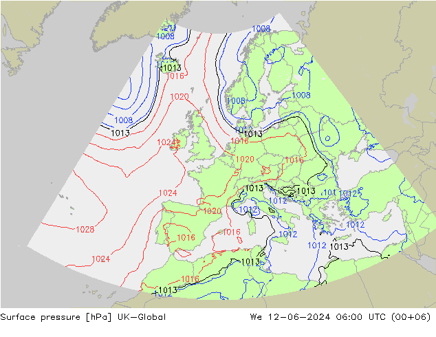 Atmosférický tlak UK-Global St 12.06.2024 06 UTC